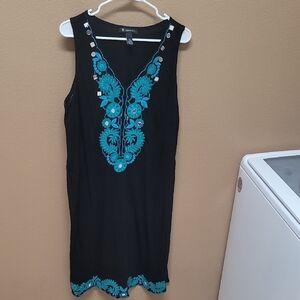 INC International Concepts Black and Teal Midi Dress 🖤🩵